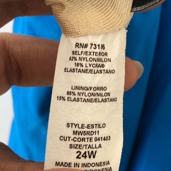 Maxine of Hollywood Blue Ruffles Plus Swimsuit 24W - Picture 8 of 9